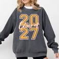 Class Of 2027 Graduation Varsity Orange On The Back Premium Tri-Blend Comfort Colors Sweatshirt Pepper