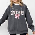 Coquette Bow Preppy Class Of 2038 Girly Girl 2038 Graduation Comfort Colors Sweatshirt Pepper