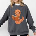 Cute Bookworm Worm Reading Book Glasses Nerdy Comfort Colors Sweatshirt Pepper