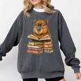 Cute Capybara Reading Books Animal Capybara Bookworms Comfort Colors Sweatshirt Pepper