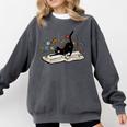 Cute Cat Flower Garden Book Kitty Reading Floral Men Women Girls Kids Comfort Colors Sweatshirt Pepper Cute Cat Flower Garden Book Kitty Reading Floral Men Women Girls Kids Comfort Colors Sweatshirt Pepper