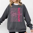 Cute Girls Women Class 2025 Graduation Senior Coquette Bow Comfort Colors Sweatshirt Pepper