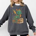 Cute Kawaii Dragon Fantasy Book Lover Book Nerd Comfort Colors Sweatshirt Pepper