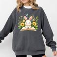 Cute Rabbit And Book Women Girls Reading Book Rabbit Lover Comfort Colors Sweatshirt Pepper