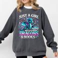 Dragon Reading Just A Girl Who Loves Dragons And Books Comfort Colors Sweatshirt Pepper