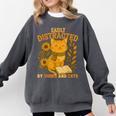 Easily Distracted By Cats And Books Cute Cat Book Lover Comfort Colors Sweatshirt Pepper