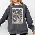 Floral The Reader Tarot Card Skeleton Reading Book Comfort Colors Sweatshirt Pepper