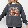 Fox And Book Lover Graphic For Women And Spring Pink Flower Comfort Colors Sweatshirt Pepper Fox And Book Lover Graphic For Women And Spring Pink Flower Comfort Colors Sweatshirt Pepper