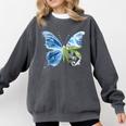 Frutiger Aero Aesthetic Butterfly Computer Fishes Scenery Raglan Baseball Tee Comfort Colors Sweatshirt Pepper