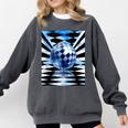 Frutiger Aero Aesthetic Tech Checkered Room Orb Sky Comfort Colors Sweatshirt Pepper