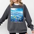 Frutiger Aero Aesthetic Tech Ocean Underwater Fishes Comfort Colors Sweatshirt Pepper