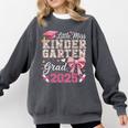 Girls Little Miss Kindergarten Grad 2025 Coquette Graduation Comfort Colors Sweatshirt Pepper