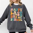 Happy Last Day Of School Groovy Teacher Student Graduation Comfort Colors Sweatshirt Pepper