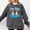 I'm Fine Drowning Thumbs Up Introvert Meme Humor Comfort Colors Sweatshirt Pepper