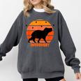 Introvert Retro Sunset Capybara Tee Comfort Colors Sweatshirt Pepper