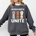 Introvert Unite Kitty Paws Raise Introverted Gathering Comfort Colors Sweatshirt Pepper
