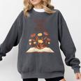 Just One More Chapter Book Lovers Floral Comfort Colors Sweatshirt Pepper