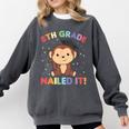 Kids 8th Grade Nailed It Monkey Graduation Comfort Colors Sweatshirt Pepper