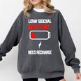Low Social Battery Need Recharge Introvert Self-Care Comfort Colors Sweatshirt Pepper
