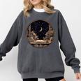 Moon Book Bookshelf Library Coffee Cup Star Stars Pattern Comfort Colors Sweatshirt Pepper