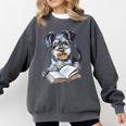 Nerdy Schnauzer Dog Book Lover Glasses Cute Pet For Men Women Kids Comfort Colors Sweatshirt Pepper