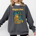 Night Owl Cozy Reading Tea Coffee Lover Bookworm Cute Comfort Colors Sweatshirt Pepper