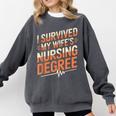 Nurse Graduation I Survived My Wife'S Nursing Degree Nurse Comfort Colors Sweatshirt Pepper