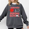 Nurse Survived Nursing School Graduation Comfort Colors Sweatshirt Pepper