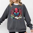 Octopus Reading Book Coffee Lover Bookaholic Bookworm Reader Comfort Colors Sweatshirt Pepper