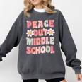 Peace Out Middle School Graduation Groovy Last Day Of School Comfort Colors Sweatshirt Pepper