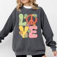 Peace Sign Love Groovy Vibes Costume Nostalgia 1980s Fashion Comfort Colors Sweatshirt Pepper