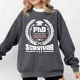 PhD Survivor Doctorate Graduate Shirt Graduation Comfort Colors Sweatshirt Pepper