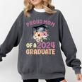 Proud Mom Of a 2024 Graduate Floral Flower Family Graduation Comfort Colors Sweatshirt Pepper