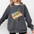 Retro Cassette Tape & Pencil Rewind Nostalgia Party 80s 90s Premium Comfort Colors Sweatshirt Pepper