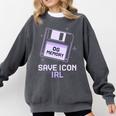 Save Icon IRL Retro Tech Humor Floppy Disk 90s Nostalgia Comfort Colors Sweatshirt Pepper