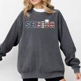 Senior 2023 American Flag USA Graduation Class Of 2023 Women Kids Men Comfort Colors Sweatshirt Pepper