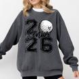 Senior 2026 Golf Player Heart Graduation Girls Teens Comfort Colors Sweatshirt Pepper