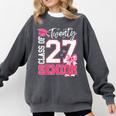 Senior 2027 Class Of 2027 Pink Coquette Bow Graduation Girl Comfort Colors Sweatshirt Pepper