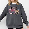 Senior Mom Class Of 2027 Cute Cat Graduation Pink Bows Girls Comfort Colors Sweatshirt Pepper