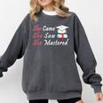 She Came She Saw She Mastered Graduation Comfort Colors Sweatshirt Pepper