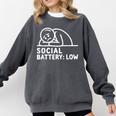 Social Battery Low Apparel Introvert Humor Comfort Colors Sweatshirt Pepper