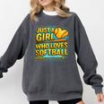 Softball Just A Girl Comic Book Style Graphic For Teens Comfort Colors Sweatshirt Pepper