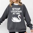 Stop Looking At Me Swan Introvert Humor Comfort Colors Sweatshirt Pepper