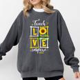 Sunflower Teach Love Inspire Cool Graduation Teacher School Comfort Colors Sweatshirt Pepper