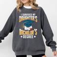 i Survived My Daughters Bachelor's Degree Graduation Gifts Comfort Colors Sweatshirt Pepper