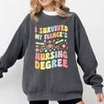 i Survived My Fiance's Nursing Degree Graduation Groovy Premium Comfort Colors Sweatshirt Pepper