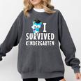 I Survived Kindergarten Graduation Kids Owl Grad Comfort Colors Sweatshirt Pepper