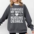 I Survived My Wife's Nursing Degree School Graduation Comfort Colors Sweatshirt Pepper