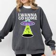 I Wanna Go Home Introvert UFO UAP Flying Saucer Trippy Alien Comfort Colors Sweatshirt Pepper