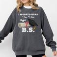 I Worked Hard For This BS Men Women Graduation Premium Tri-Blend Comfort Colors Sweatshirt Pepper
